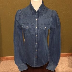 NWT Torn By Ronny Kobo Denim Shirt